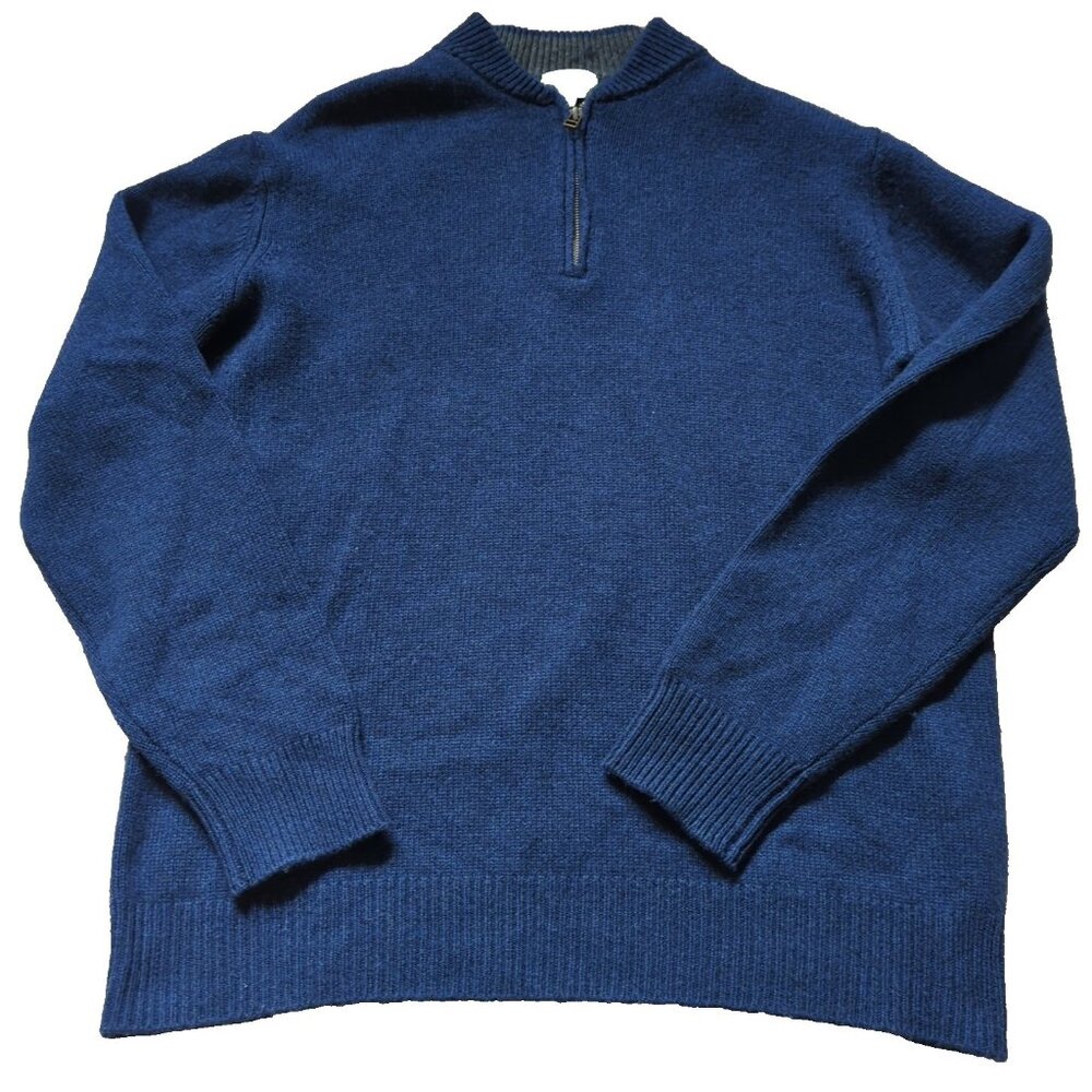 Hartford Alternative Classics Sweater Wool Cashmere 1/4 Zip Blue Sz XXL Paris-lp